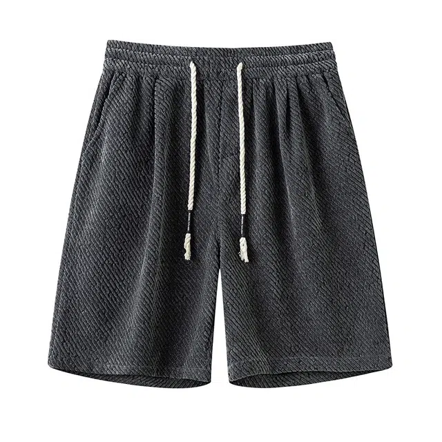 佑麟 斑马纹针织运动裤男夏季外穿薄款宽松五分裤美式高街小香风裤子短裤 男女同款