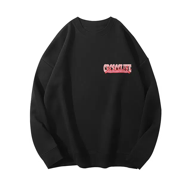 草本初色 火焰字母印花休闲复古时尚宽松圆领大码无性别长袖卫衣 男女同款