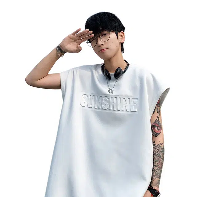 佐菲利 字母美式高街宽松圆领休闲运动坎肩无袖背心 男款