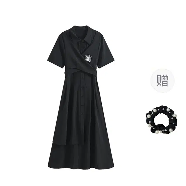 雾闪闪 简约百搭舒适短袖连衣裙 女款