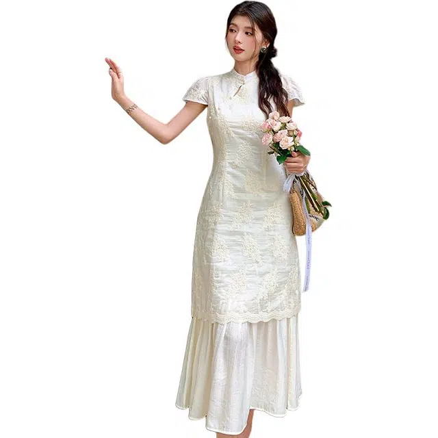 黛尔佳人 假两件度假时尚休闲潮流短袖连衣裙 女款