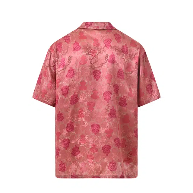 三省六部 户部·福禄夏季轻奢葫芦提花古巴领短袖衬衫 男女同款