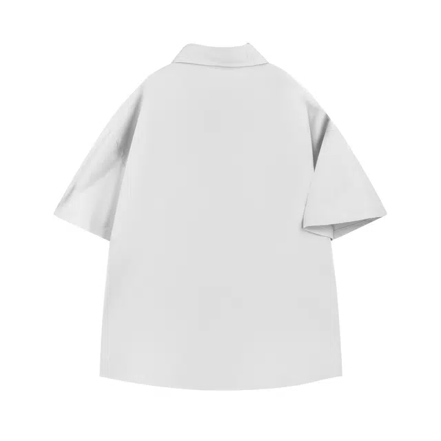 图兰朵 夏季薄款凉感清新复古基础款纯色极简柔软字母高级感落肩单排扣垂感舒适百搭潮流通勤直筒休闲运动无性别短袖衬衫 男女同款