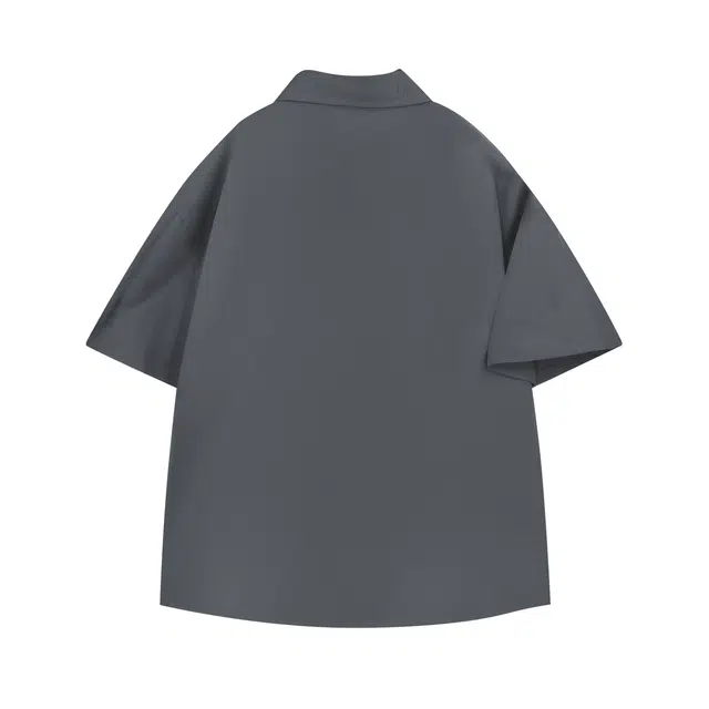 图兰朵 夏季薄款凉感清新复古基础款纯色极简柔软太阳字母高级感落肩单排扣垂感舒适百搭潮流通勤直筒休闲运动短袖衬衫 男女同款