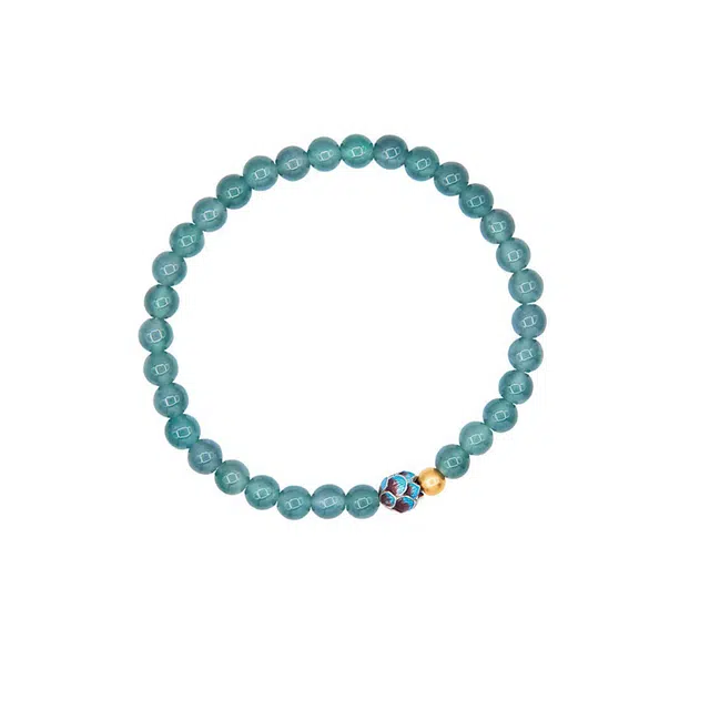 骊碧 【守护心中的蓝天·晴天】蓝水古法烧蓝莲花蓝色实用高档浪漫有意义 周年仪式感 琉璃 手串 女款