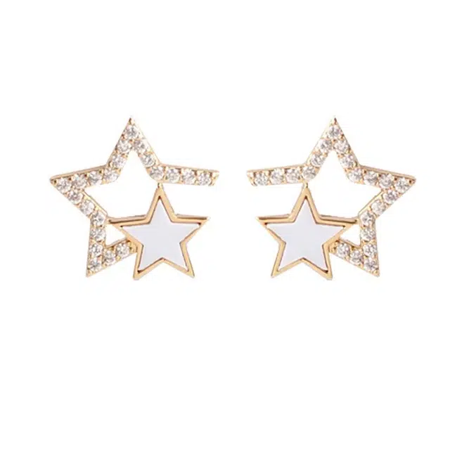 澜耀 星星简约 小众设计轻奢耳饰通勤风百搭 合金 耳钉 女款