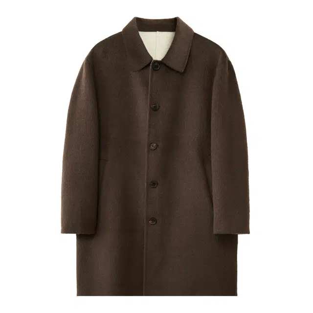 丹宁哲学 高端驼绒羊绒混纺纯色常规长袖翻领大衣 男款