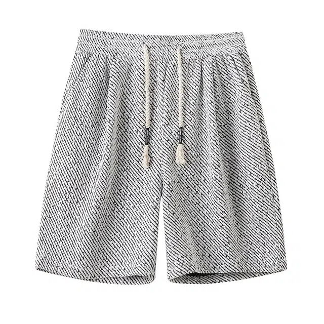 佑麟 斑马纹针织运动裤男夏季外穿薄款宽松五分裤美式高街小香风裤子短裤 男女同款