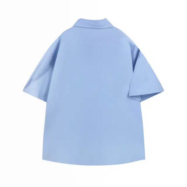 图兰朵 夏季薄款凉感清新复古基础款纯色极简柔软字母高级感落肩单排扣垂感舒适百搭潮流通勤直筒休闲运动无性别短袖衬衫 男女同款