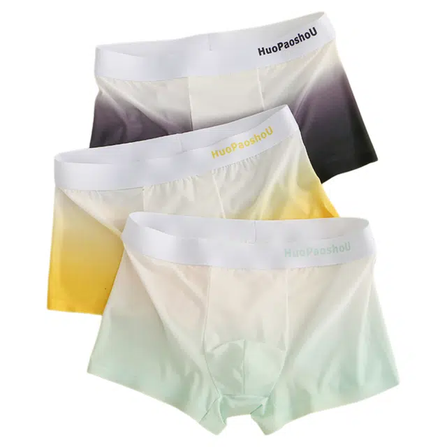 潞优野 冰丝凉感莫代尔冰感渐变色舒适夏季薄款透气无痕抗菌四角短裤平角内裤 男款