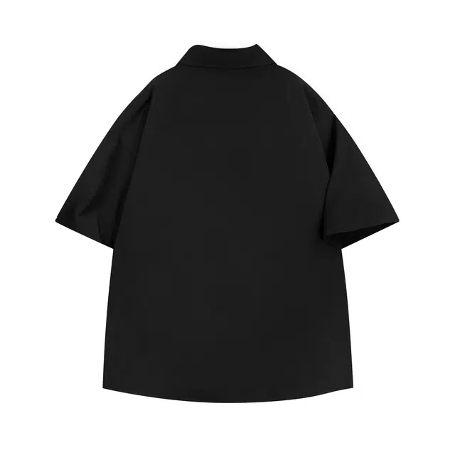 图兰朵 夏季薄款凉感清新复古基础款纯色极简柔软太阳字母高级感落肩单排扣垂感舒适百搭潮流通勤直筒休闲运动短袖衬衫 男女同款