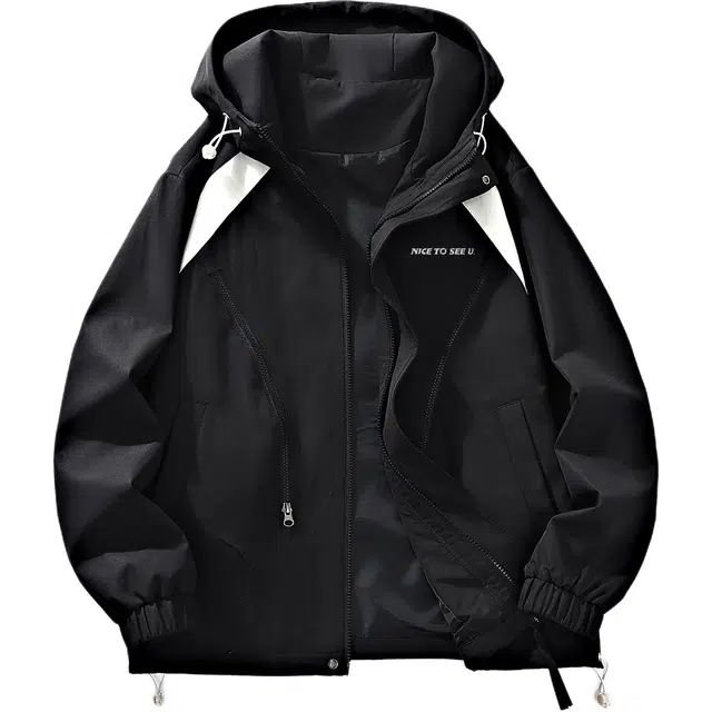 王者荣耀 美式复古多口袋拼接撞色连帽外套户外运动爬山百搭时尚夹克衫 标语款 男女同款