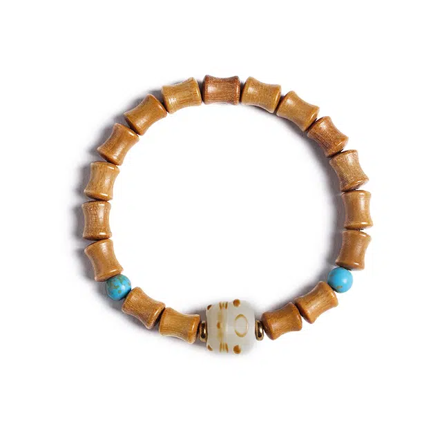 九隆古 招财猫 节节高升 诸事顺遂有钱花文玩佛珠转运珠森系风高级轻奢小众设计时尚百搭 本命年 檀木 手串 男女同款情侣款