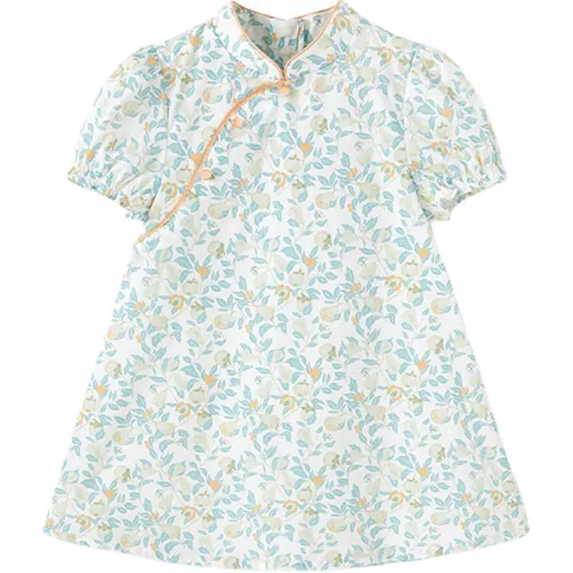 英氏连衣裙 玉实满枝系列 碎花中式透气短袖 中小童