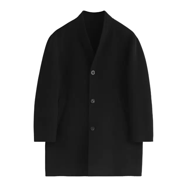 丹宁哲学 高端羊毛羊绒纯色常规长袖无帽立领大衣 男款