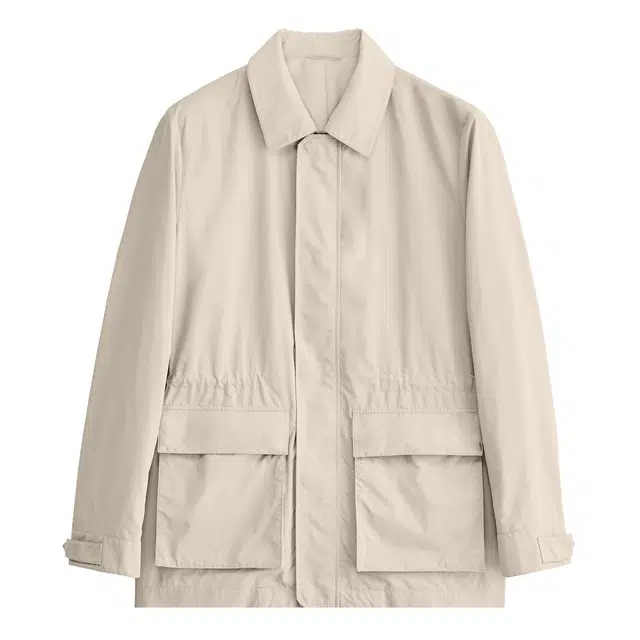 丹宁哲学 立体贴袋男士猎装款外套纯色翻领标准风衣 男款