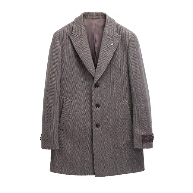 丹宁哲学 纯羊毛戗驳领时尚西装领大衣 男款