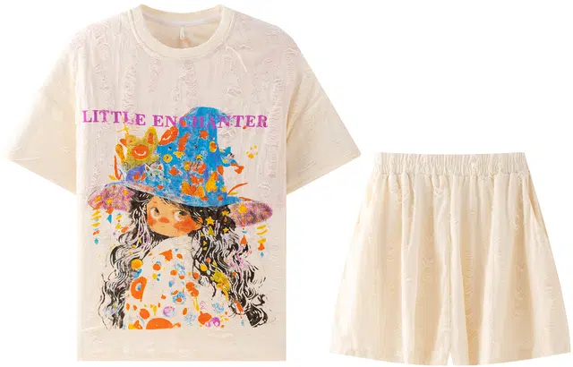 宫蝶 卡通甜美风短袖宽松家居服休闲可外穿舒适夏季睡衣套装 女款