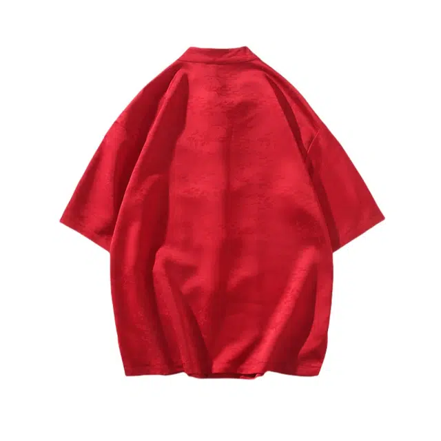 加荣 新中式唐装男夏季薄款透气冰丝短袖衬衫改良汉服大码中国风青少年户外出行百搭盘扣五分袖衬衣上衣 男女同款