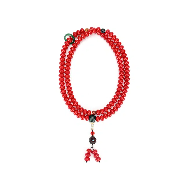 天纵 鸿运当头算盘珠搭配万事亨通吉祥花吊坠多圈盘玩挂脖款式佛珠念珠 菩提根 手串 男女同款情侣款