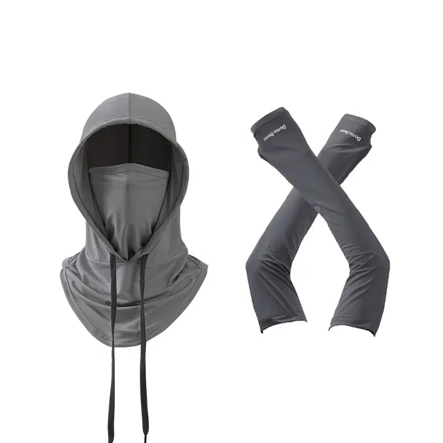 南极人 面罩帽子一体护颈全脸防紫外线骑行头套围脖套冰丝袖套宽松夏季骑车户外运动登山钓鱼遮阳护手臂套袖透气冰爽 锦纶 防晒帽 男款
