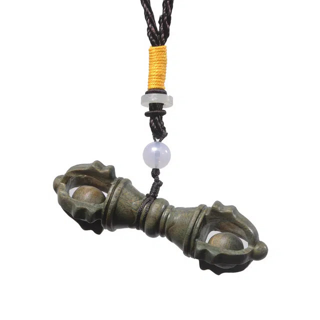 素于 新中式潮玩创意吉祥物【金刚杵】轻奢高级感挂件八方来财福禄吉祥升职加薪附身携带盘玩#好运 绿檀 把件 男女同款情侣款