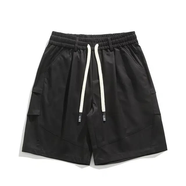 领航骆驼  美式学院风夏季薄款潮牌宽松运动五分高街复古立体剪裁中裤舒适日常通勤休闲  短裤 男女同款