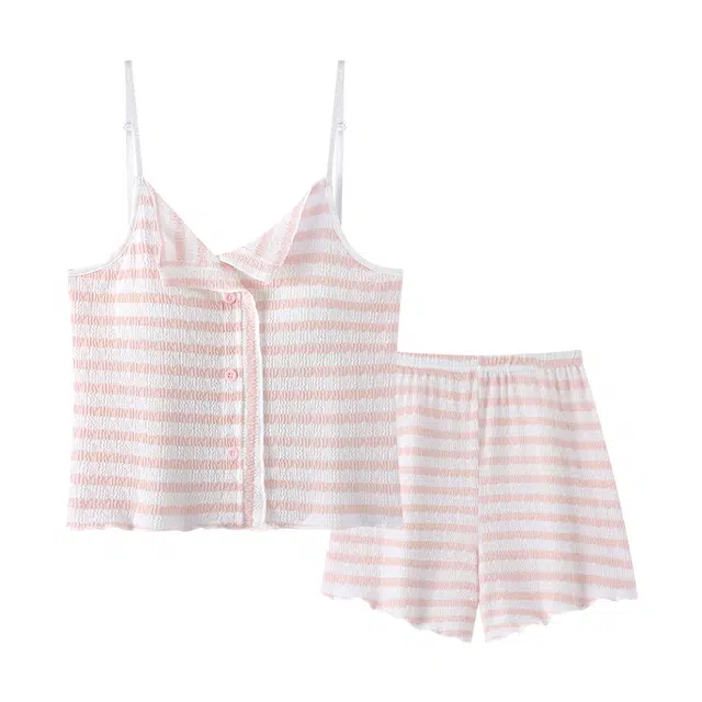 顶瓜瓜 带胸垫夏季女休闲时尚透气舒适简约设计吊带两件套家居服睡衣套装 女款