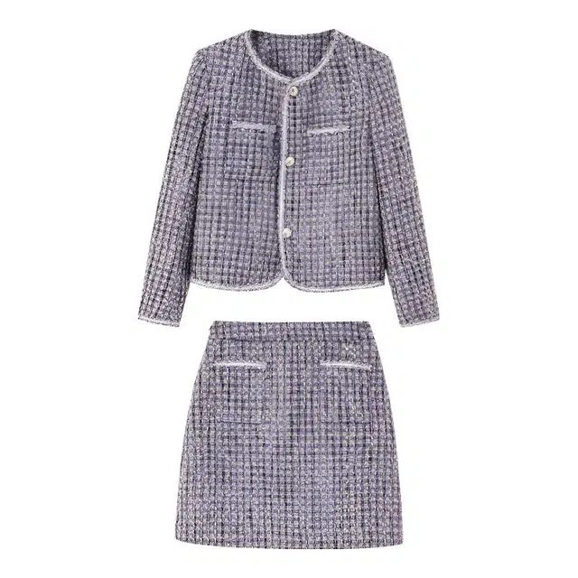 【dme】 圆领上衣中腰半身裙裙装套装 女款 蔷薇紫