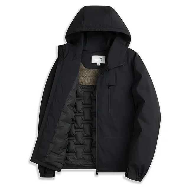 与狼共舞 石墨烯科技背暖蓄热锁温高充鹅绒抗寒连帽户外简约休闲保暖羽绒服 男款