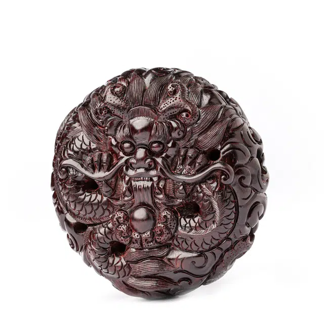 三檀小舍 双龙戏珠 国风国潮新中式 复古小众文玩 紫檀属 把件 男女同款情侣款