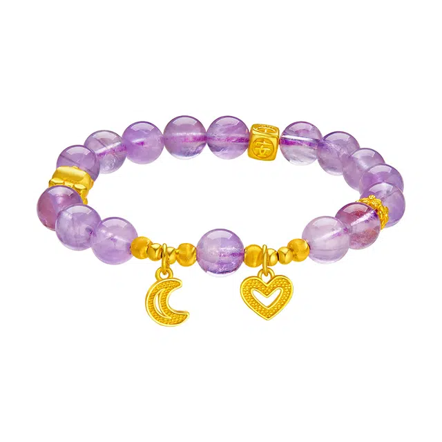 周大生 积木熊紫  紫气东来平安喜乐#好运天然 紫水晶 手串 女款