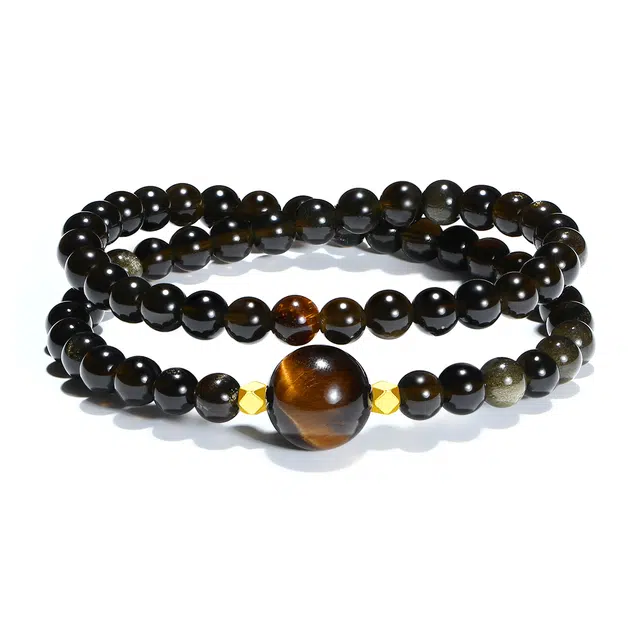 【普陀山官方已过香】 普陀山文创 时来运转 财富事业旺 国潮转运纳福金曜石 升职加薪#好运 黑曜石 手串 男女同款情侣款