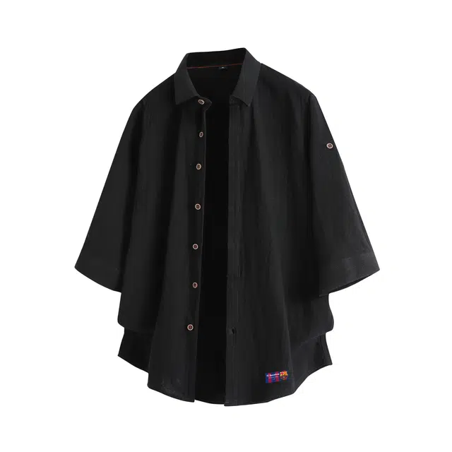 巴塞罗那足球俱乐部 美式高街日常百搭复古港风休闲宽松时尚小众设计感简约柔软亲肤透气慵懒氛围感学院风情侣短袖衬衫 男女同款