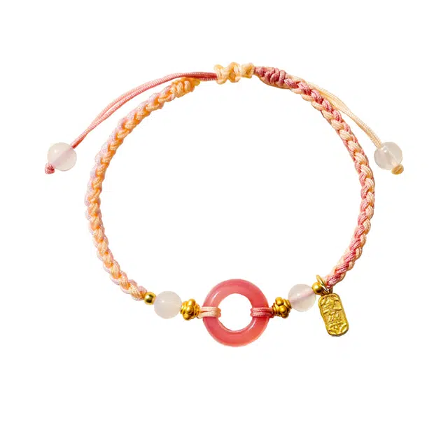 前方大荒野 桃之夭夭平安扣手绳转运珠新中式时尚小众设计国风潮流本命年好运连连事事如意日常百搭平安喜乐 菩提根 手链 女款