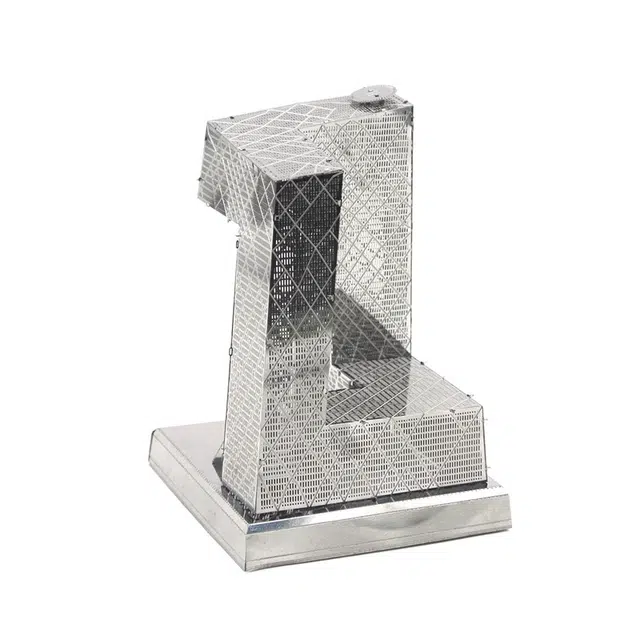 半粒 钢魔像全金属不锈钢建筑拼图北京电视台总部大楼 拼装模型