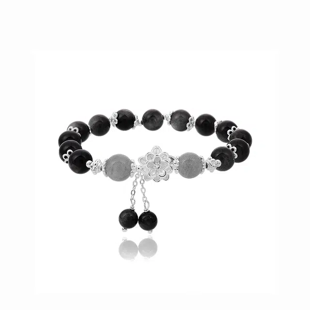 克兰茜 好运莲莲 莲韵转运圆珠串 小众国风新中式简约高级设计 诸事顺遂日常通勤精致百搭个性时尚 精美礼盒 好运 黑曜石 玉石手串 女款