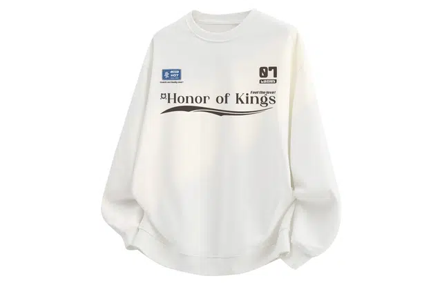 王者荣耀 美式复古字母长袖落肩款宽松舒适透气学生党青少年百搭时尚圆领卫衣 鲁班七号款 男女同款