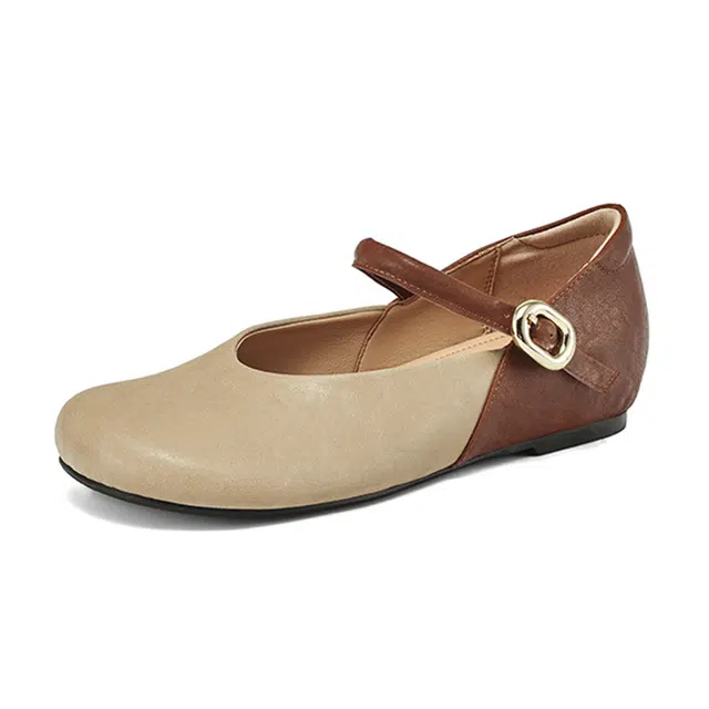 乐乐鱼 牛皮 拼色设计气质温婉大方舒适日常 休闲单鞋 女款