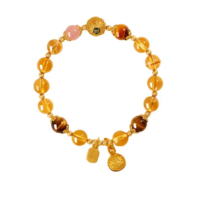 子婳 招财转运原石补土手串时来运转新中式富贵国风国潮日常百搭高级感 黄水晶 手链 女款