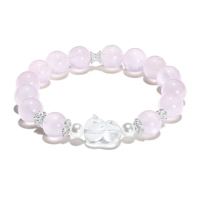 【普陀山官方已过香】 普陀山文创 气质显白高级感旺姻缘聚财气福猫招财能量双倍财运爱情双赢#好运 粉水晶 手串 男女同款情侣款