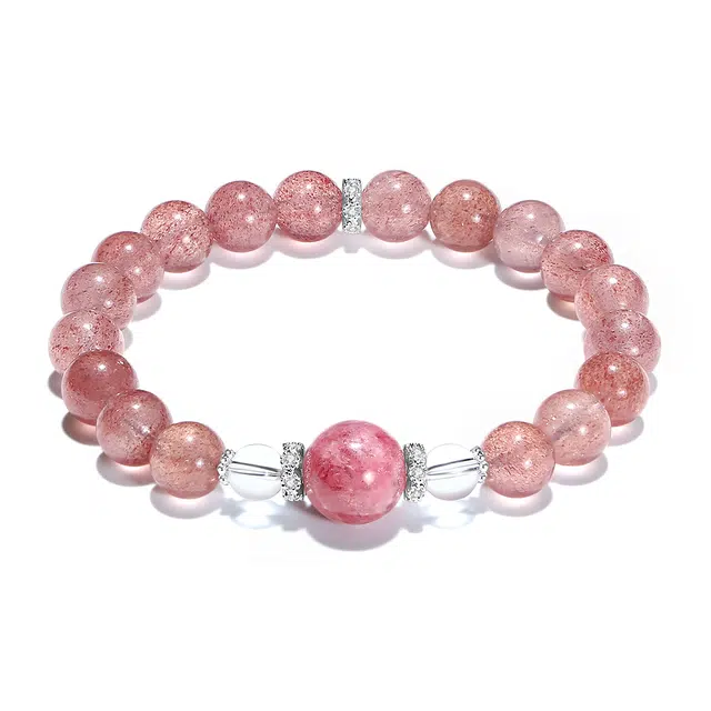 【普陀山官方已过香】 普陀山文创 显白气质 佳偶天成 桃花朵朵 草莓晶 手串 男女同款情侣款