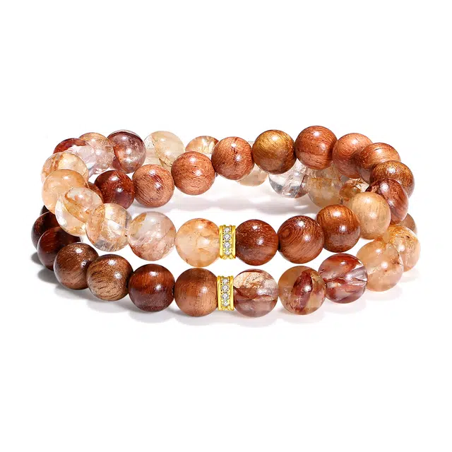 【普陀山官方已过香】  普陀山文创 复古典雅高档 静心养性禅意文玩国潮财源广进富贵吉祥转运珠#好运 红胶花 水晶手串 男女同款情侣款