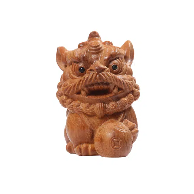 灵晔 新中式国潮文玩复古风醒狮居家随身盘玩招财进宝万事如意平安喜乐好运 高端大气 崖柏 把件 男女同款情侣款