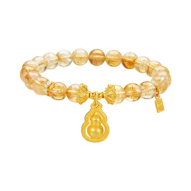 周大生 葫芦福禄 圆满新中式天然 黄水晶 手串 女款