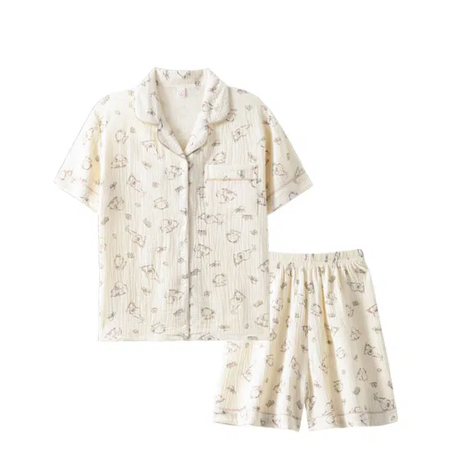 俏韵 翻领夏季纯棉甜美短袖短裤舒适薄款家居服可外穿睡衣套装 女款