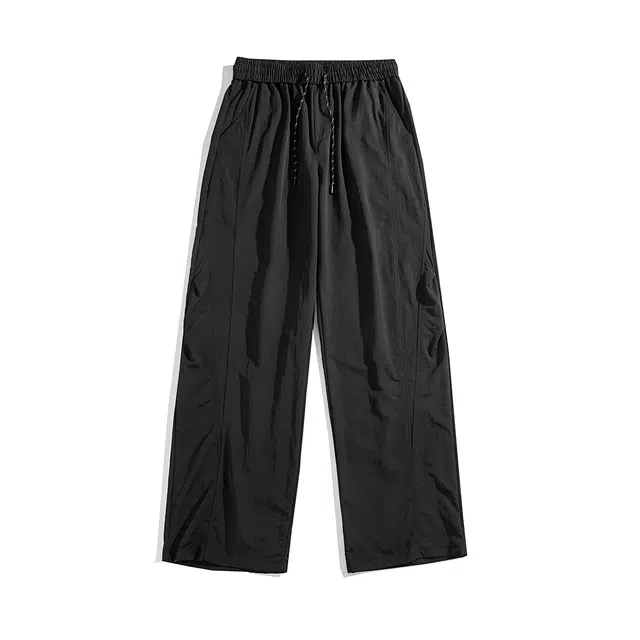 爱肯 美式纯色复古个性薄款速干舒适宽松百搭系带直筒休闲裤 男女同款