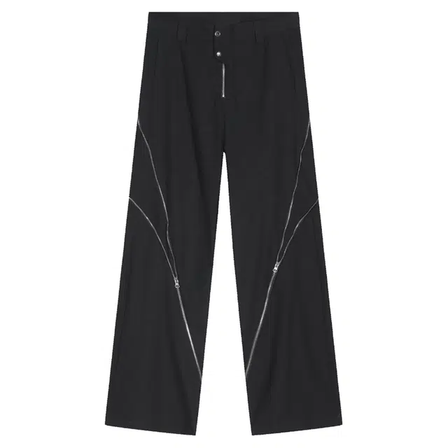 拾个壹先生 美式高街小众解构设计感拉链垂感痞帅工装拖地裤休闲裤 男款