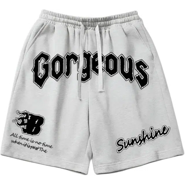 沐诚阳译 美式高街字母运动潮牌风百搭宽松学生五分裤休闲短裤 男款