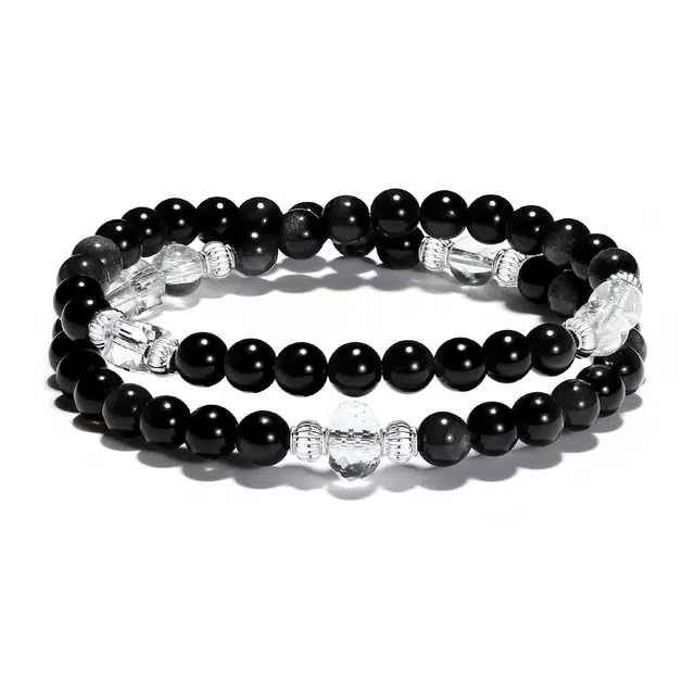 【普陀山官方已过香】 普陀山文创 平心静气心新中式净化能量白水晶转运纳福平安喜乐事业学业健康上岸#好运 黑曜石 玉石手串 男女同款情侣款